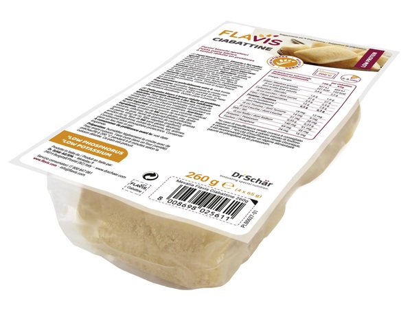 FLAVIS CIABATTINE PANINI BIANCHI APROTEICI 4 PEZZI DA 65 G - Fontenova srl
