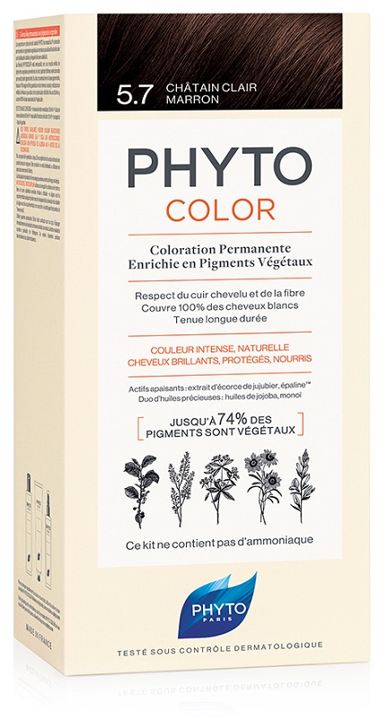 PHYTOCOLOR 5,7 CASTANO CHIARO TAB LATTE + CREMA + MASCHERA + 1 PAIO DI GUANTI - Fontenova srl