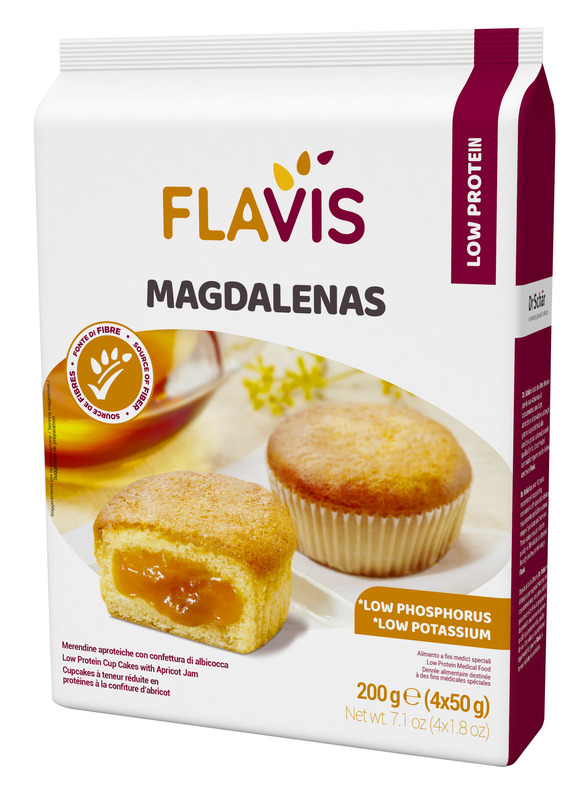 FLAVIS MAGDALENAS MERENDINE APROTEICHE CON CONFETTURA DI ALBICOCCA 4 MONOPORZIONI DA 50 G - Fontenova srl