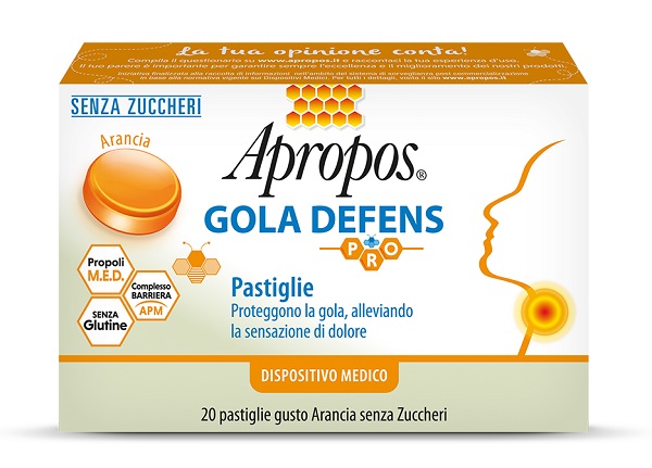APROPOS GOLA DEFENS PRO 20 PASTIGLIE ARANCIA SENZA ZUCCHERO - Fontenova srl