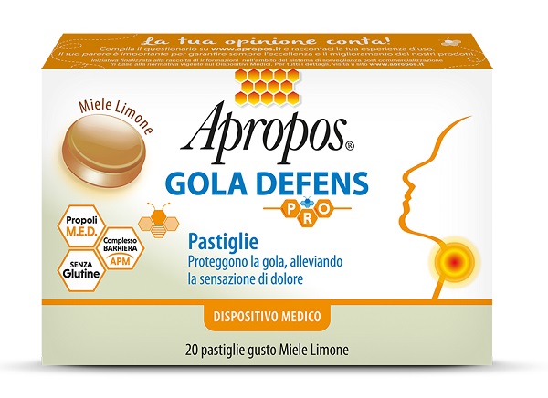 APROPOS GOLA DEFENS PRO 20 PASTIGLIE MIELE LIMONE - Fontenova srl