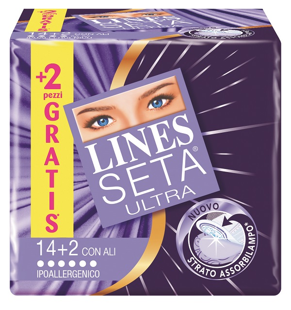 ASSORBENTE LINES SETA ULTRA CON ALI 16 PEZZI - Fontenova srl