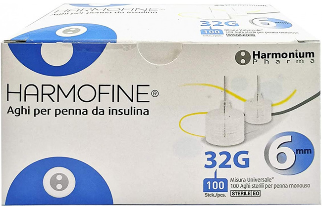 AGO HARMOFINE PENNA DA INSULINA GAUGE 32 6MM 100 PEZZI - Fontenova srl