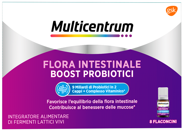 MULTICENTRUM FLORA INTESTINALE BOOST PROBIOTICI 8 FLACONCINI - Fontenova srl