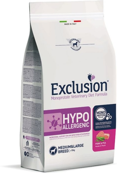 EXCLUSION MONOPROTEIN VETERINARY DIET FORMULA DOG HYPOALLERGENIC PORK AND PEA MEDIUM/LARGE 12 KG DRY - Fontenova srl