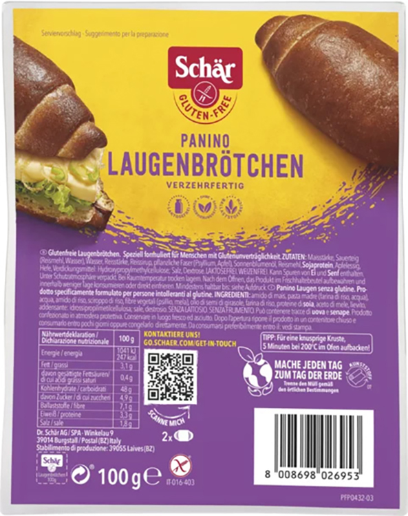 SCHAR PANINO LAUGEN BROTCHEN 100 G - Fontenova srl