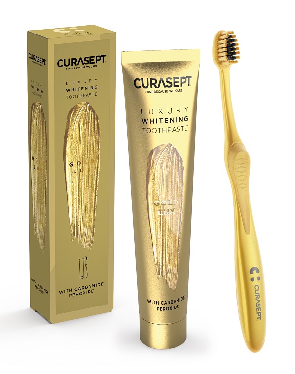 CURASEPT GOLD LUXURY WHITENING DENTIFRICIO 75 ML + SPAZZOLINO - Fontenova srl