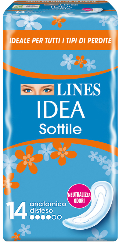 LINES IDEA ASSORBENTE SOTTILE DISTESO ANATOMICO 14 PEZZI - Fontenova srl