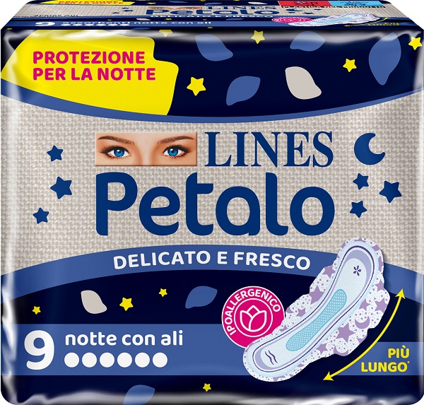 LINES PETALO BLU ASSORBENTE NOTTE 9 PEZZI - Fontenova srl