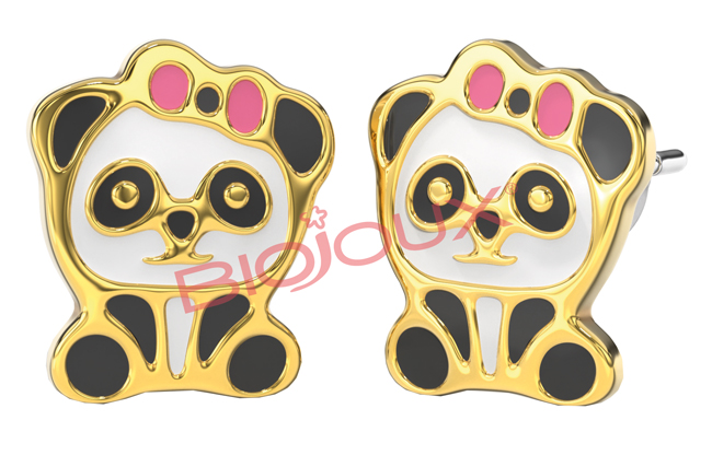 BJT712 ORECCHINI BABY PANDA GOLD PLATED - Fontenova srl