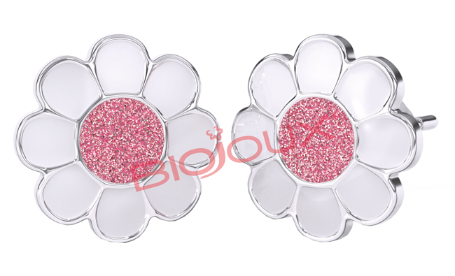 BJT713 ORECCHINI ROSE FLOWE STAINLESS STEEL - Fontenova srl