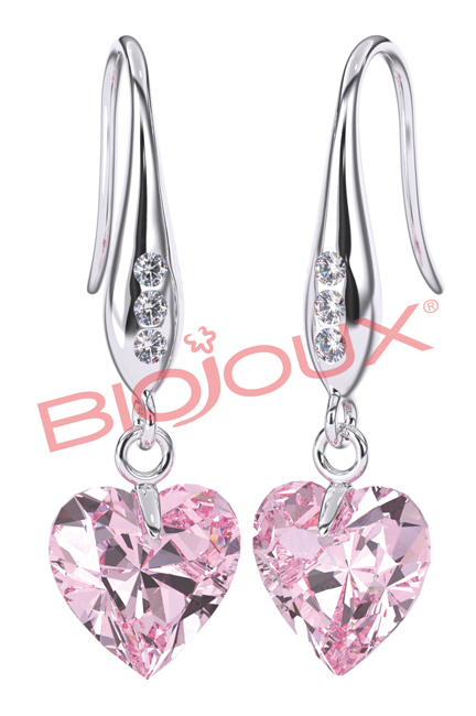 BJT722 ORECCHINI ROSA HEART STAINLESS STEEL - Fontenova srl