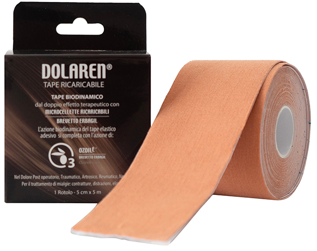 DOLAREN TAPE RICARICABILE CEROTTO TERAPEUTICO BEIGE CM 5X5 M IN ROTOLO - Fontenova srl