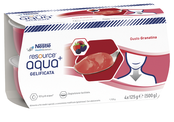 RESOURCE AQUA+ GELIFICATA GUSTO GRANATINA 4 VASETTI X 125 G - Fontenova srl