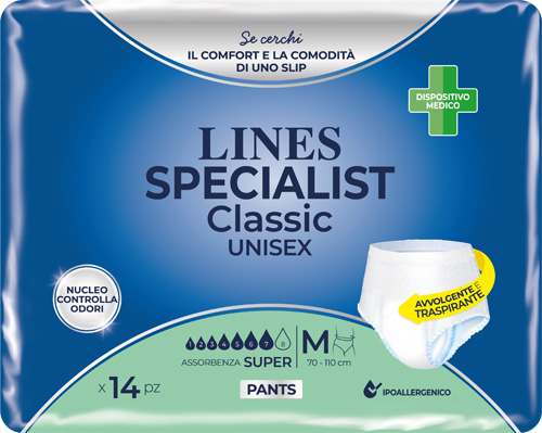 PANNOLONE A MUTANDA LINES SPECIALIST CLASSIC PANTS SUPER M 14 PEZZI - Fontenova srl