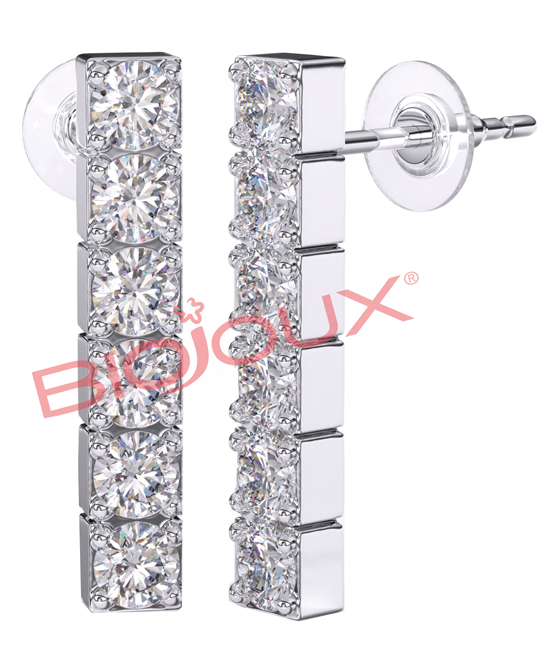 BJT221 ORECCHINI INLINE ZIRCON STAINLESS STEEL - Fontenova srl