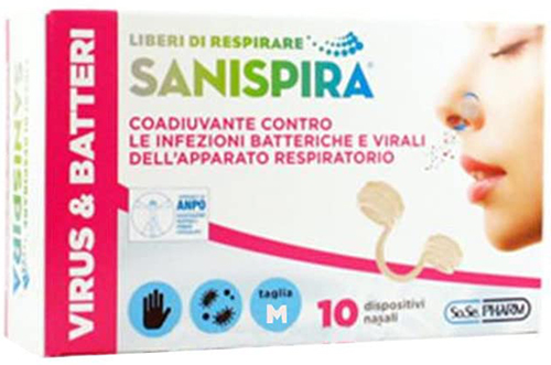 SANISPIRA VISUR & BATTERI FILTRO NASALE MEDIUM 10 PEZZI - Fontenova srl