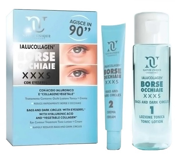 NATUR UNIQUE IALUCOLLAGEN BORSE E OCCHIAIE XXXS TONICO 10 ML + 30 ML - Fontenova srl