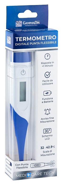 TERMOMETRO DIGITALE PUNTA FLESSIBILE CON CUSTODIA PROTETTIVA MEDICARE - Fontenova srl