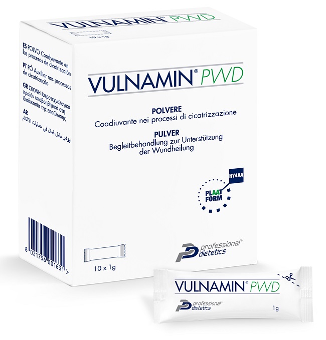 VULNAMIN PWD MEDICAZIONE INTERATTIVA IN POLVERE DI SODIO JALURONATO E AMINOACIDI 10 STICK PACK - Fontenova srl