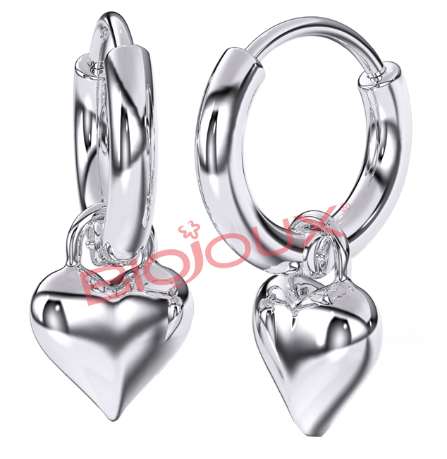 BJT227 ORECCHINI HOOP HEART STAINLESS STEEL - Fontenova srl