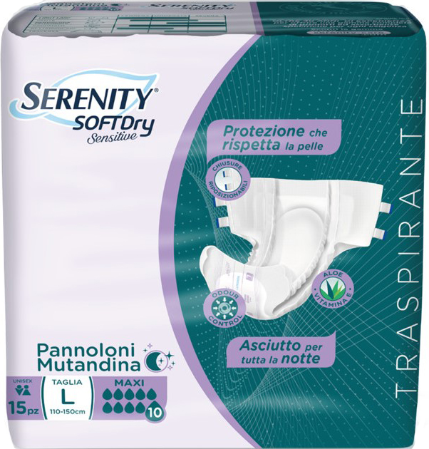 PANNOLONE MUTANDINA SERENITY SD SENSITIVE MAXI L 15 PEZZI - Fontenova srl