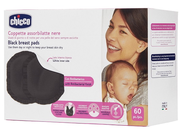 CHICCO COPPETTA ASSORBILATTE ANTIBATTERICA NERA 60 PEZZI - Fontenova srl