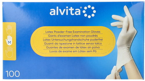 GUANTI DA ISPEZIONE ALVITA IN LATTICE SENZA TALCO M 100 PEZZI - Fontenova srl