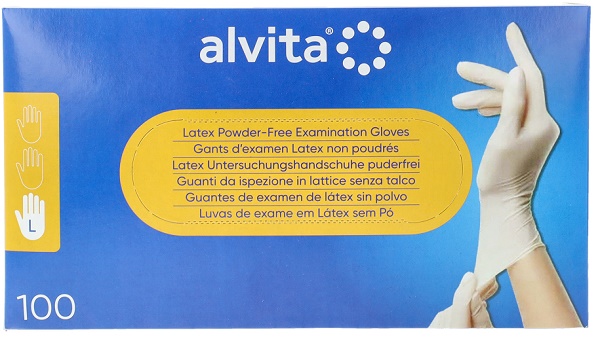 GUANTI DA ISPEZIONE ALVITA IN LATTICE SENZA TALCO L 100 PEZZI - Fontenova srl