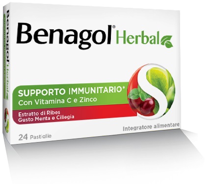 BENAGOL HERBAL MENTA E CILIEGIA 24 PASTIGLIE - Fontenova srl