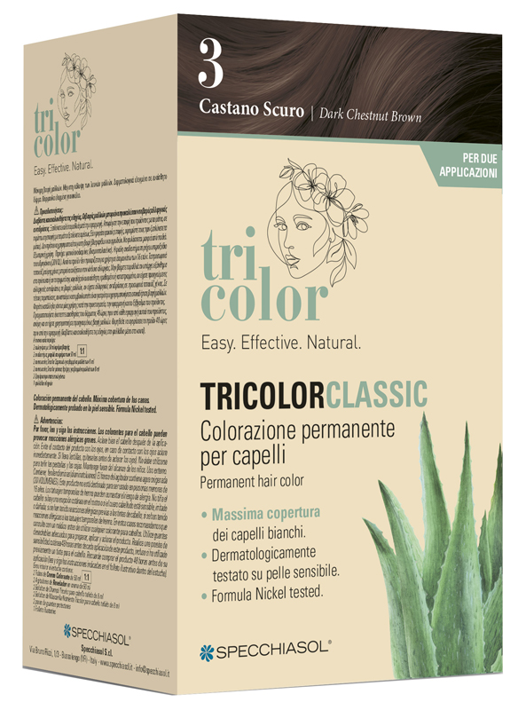 TRICOLOR CLASSIC 3 CASTANO SCURO 2 TUBI 50 ML + 2 SHAKER 50 ML + 4 BUSTINE 8 ML - Fontenova srl