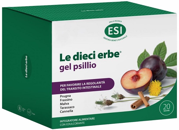 ESI LE DIECI ERBE GEL PSILLIO 20 BUSTINE 5,6 G SENZA GLUTINE CON EDULCORANTE - Fontenova srl