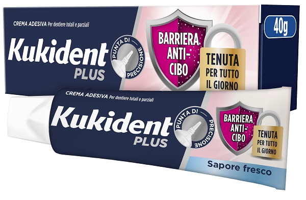 KUKIDENT PLUS BARRIERA ANTI-CIBO FRESCO CREMA ADESIVA DENTIERE 40 G - Fontenova srl