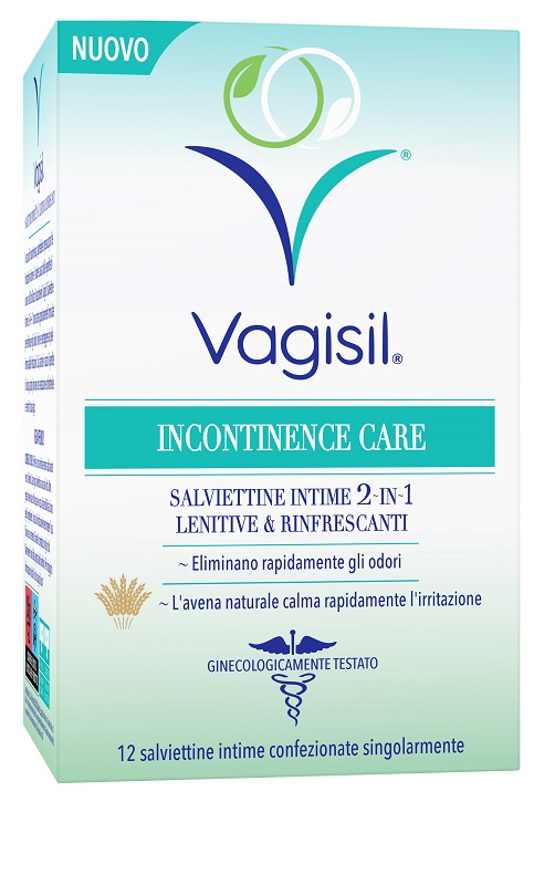 VAGISIL INCONTINENCE CARE SALVIETTINE INTIME 2IN1 LENITIVE & RINFRESCANTI 12 PEZZI - Fontenova srl