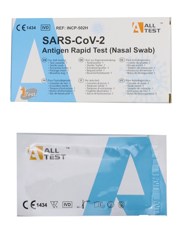TEST ANTIGENICO RAPIDO COVID-19 ALLTEST AUTODIAGNOSTICO DETERMINAZIONE QUALITATIVA ANTIGENI SARS-COV-2 IN TAMPONI NASALI MEDIANTE IMMUNOCROMATOGRAFIA - Fontenova srl