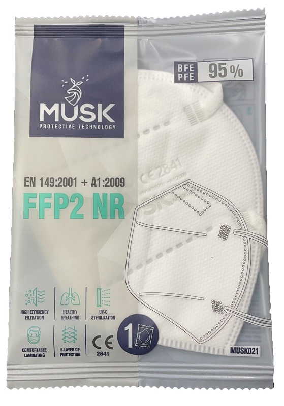 MUSK MASCHERINA FFP2 MUSK021 WHITE 1 PEZZO - Fontenova srl