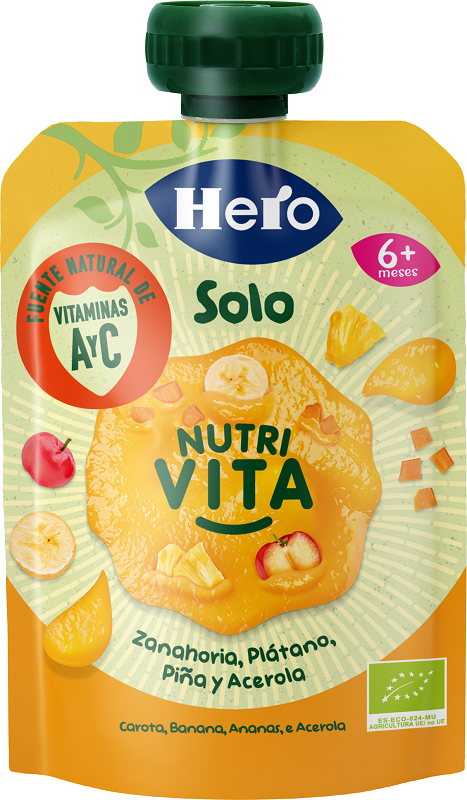 HERO BABY SOLO POUCH NUTRI VITA CAROTA ANANAS BANANA 100 G - Fontenova srl