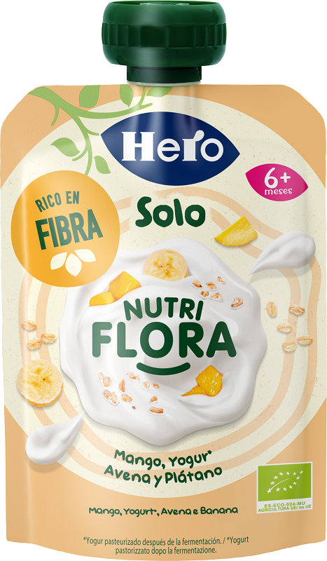 HERO BABY SOLO POUCH NUTRIFLORA YOGURT MANGO AVENA BANANA 100 G - Fontenova srl