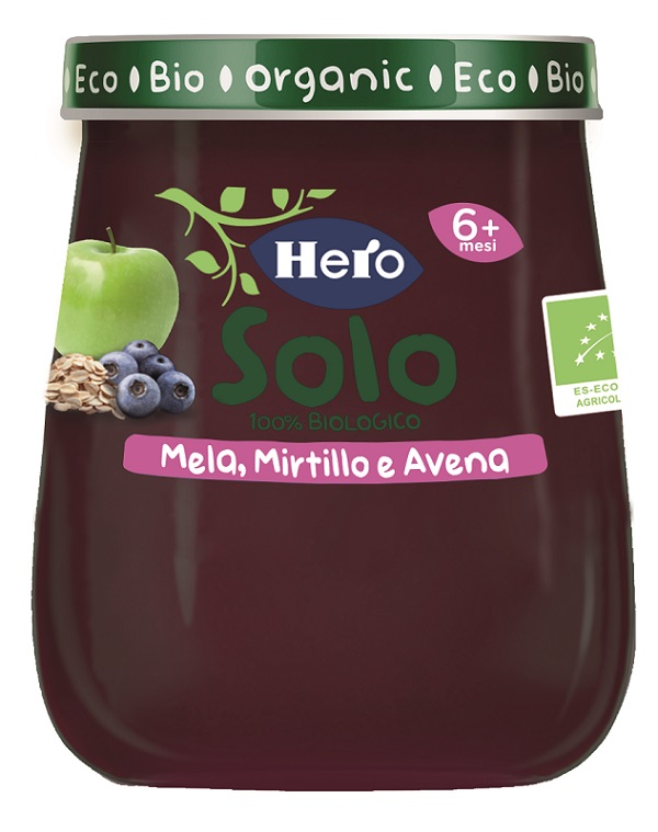 HERO BABY SOLO OMOGENEIZZATO MERENDA MIRTILLI-AVENA 120 G - Fontenova srl