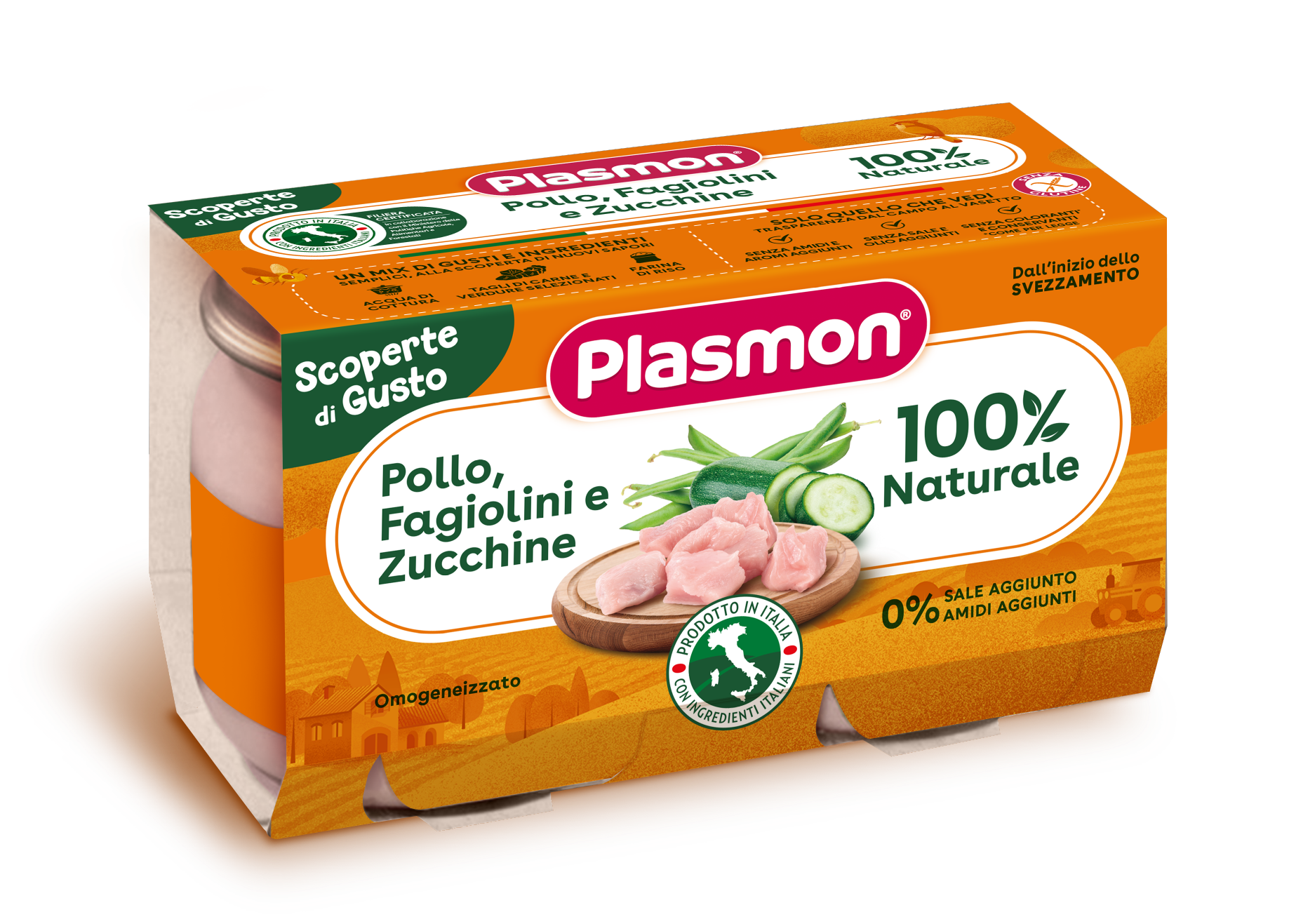 PLASMON OMOGENEIZZATI POLLO FAGIOLINI ZUCCHINE 2 PEZZI DA 120 G - Fontenova srl