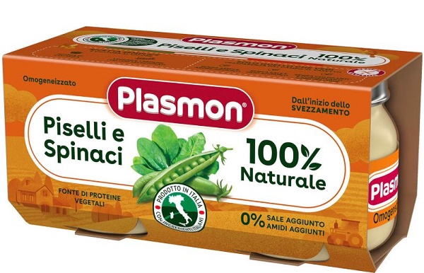PLASMON OMOGENEIZZATO PISELLI SPINACI 2 PEZZI DA 80 G - Fontenova srl