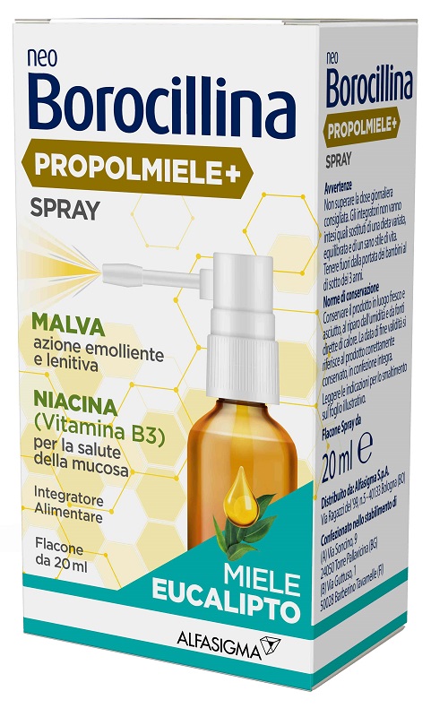 NEOBOROCILLINA PROPOLMIELE+ SPRAY MIELE EUCALIPTO 20 ML - Fontenova srl