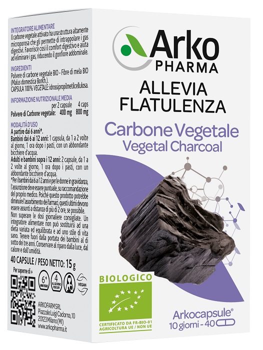 ARKO CAPSULE CARBONE VEGETALE BIO 40 CAPSULE - Fontenova srl
