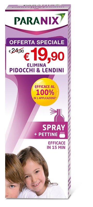 TRATTAMENTO SPRAY PIDOCCHI E LENDINI PARANIX 100 ML + PETTINE TAGLIO PREZZO - Fontenova srl