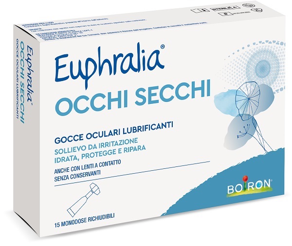 GOCCE OCULARI LUBRIFICANTI EUPHRALIA OCCHI SECCHI 15 MONODOSE RICHIUDIBILI X 0,5 ML - Fontenova srl