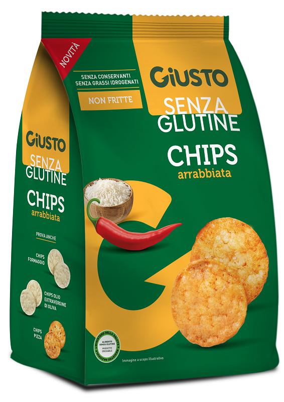 GIUSTO SENZA GLUTINE CHIPS ARRABBIATA 40 G - Fontenova srl