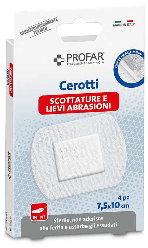 CEROTTI PROFAR SCOTTATURE E LIEVI ABRASIONI IN TNT 7,5X10CM 4 PEZZI - Fontenova srl