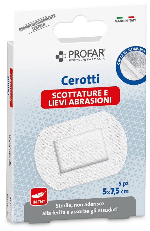 CEROTTI PROFAR SCOTTATURE E LIEVI ABRASIONI IN TNT 5X7,5CM 5 PEZZI - Fontenova srl
