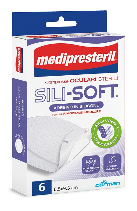 MEDIPRESTERIL COMPRESSA OCULARE ADESIVE WHITE SILICON 6 PEZZI - Fontenova srl