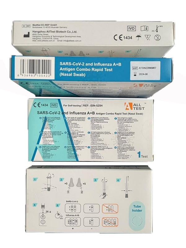 TEST ANTIGENICO RAPIDO COVID-19 ALLTEST AUTODIAGNOSTICO DETERMINAZIONE QUALITATIVA ANTIGENI SARS-COV-2 E INFLUENZA A+B IN TAMPONI NASALI MEDIANTE IMMUNOCROMATOGRAFIA - Fontenova srl